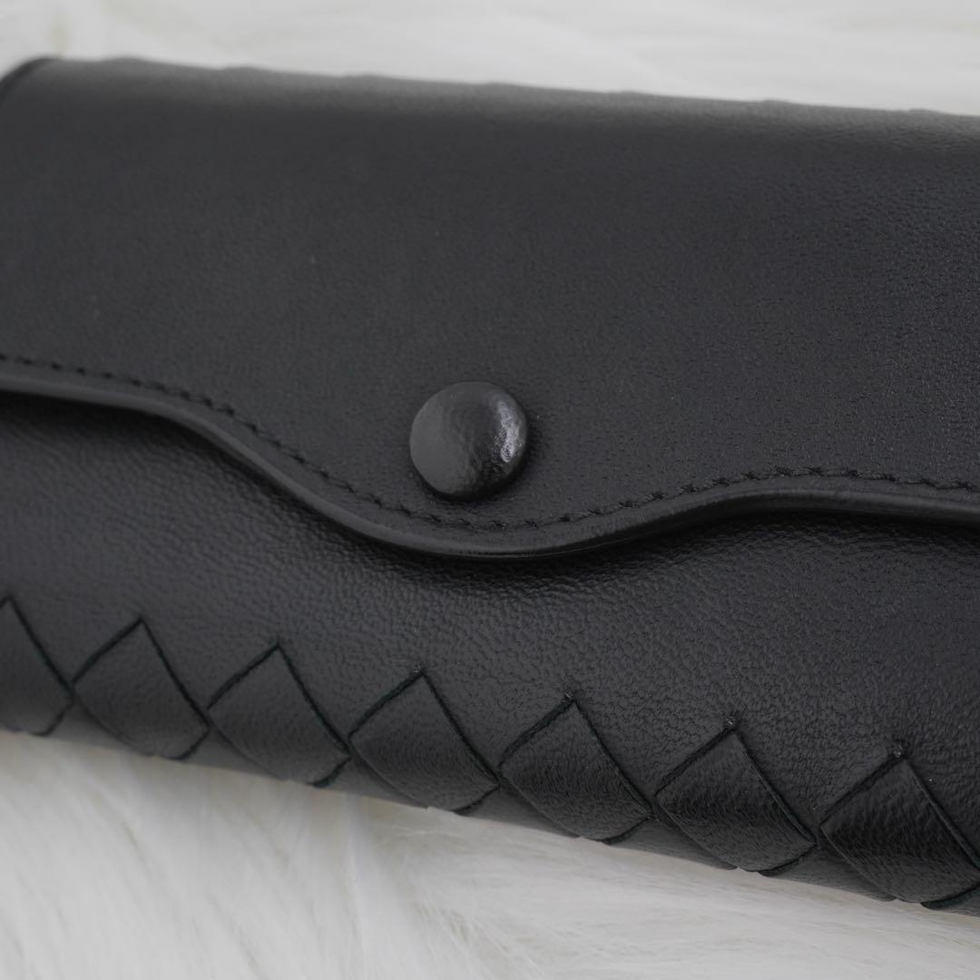 極美品　箱付き　BOTTEGA VENETA イントレチャート キーケース　黒