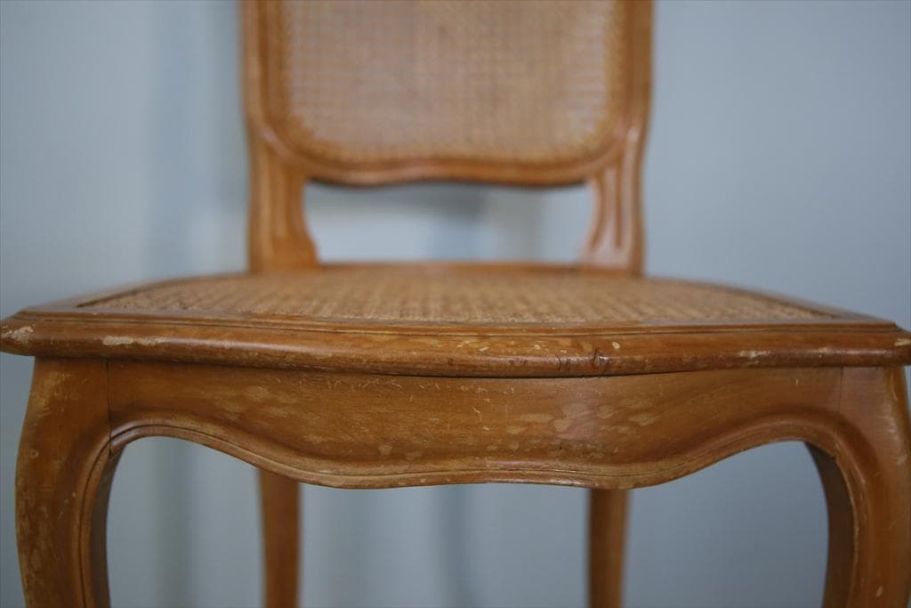 フランスアンティーク猫脚ダイニングチェア/椅子イス/籐ラタン(90-190-2)