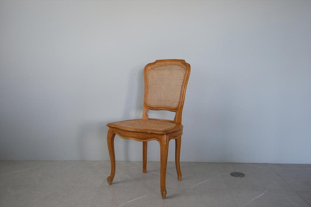 フランスアンティーク猫脚ダイニングチェア/椅子イス/籐ラタン(90-190-2)