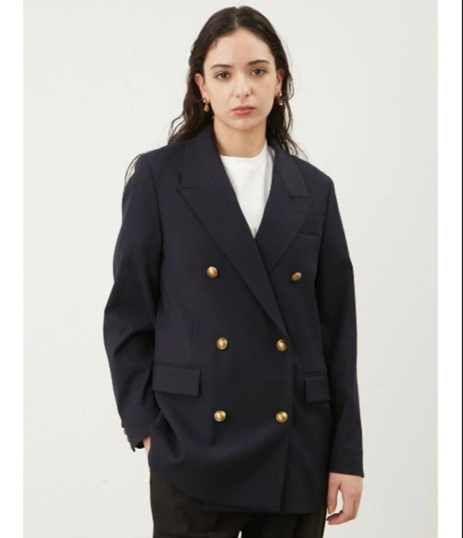 美品◆MilaOwen 金釦ダブルブレストロングブレザー
