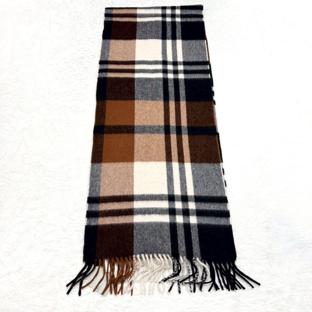 美品 Joshua Ellis カシミア マフラー プライマリーブラックウォッチ