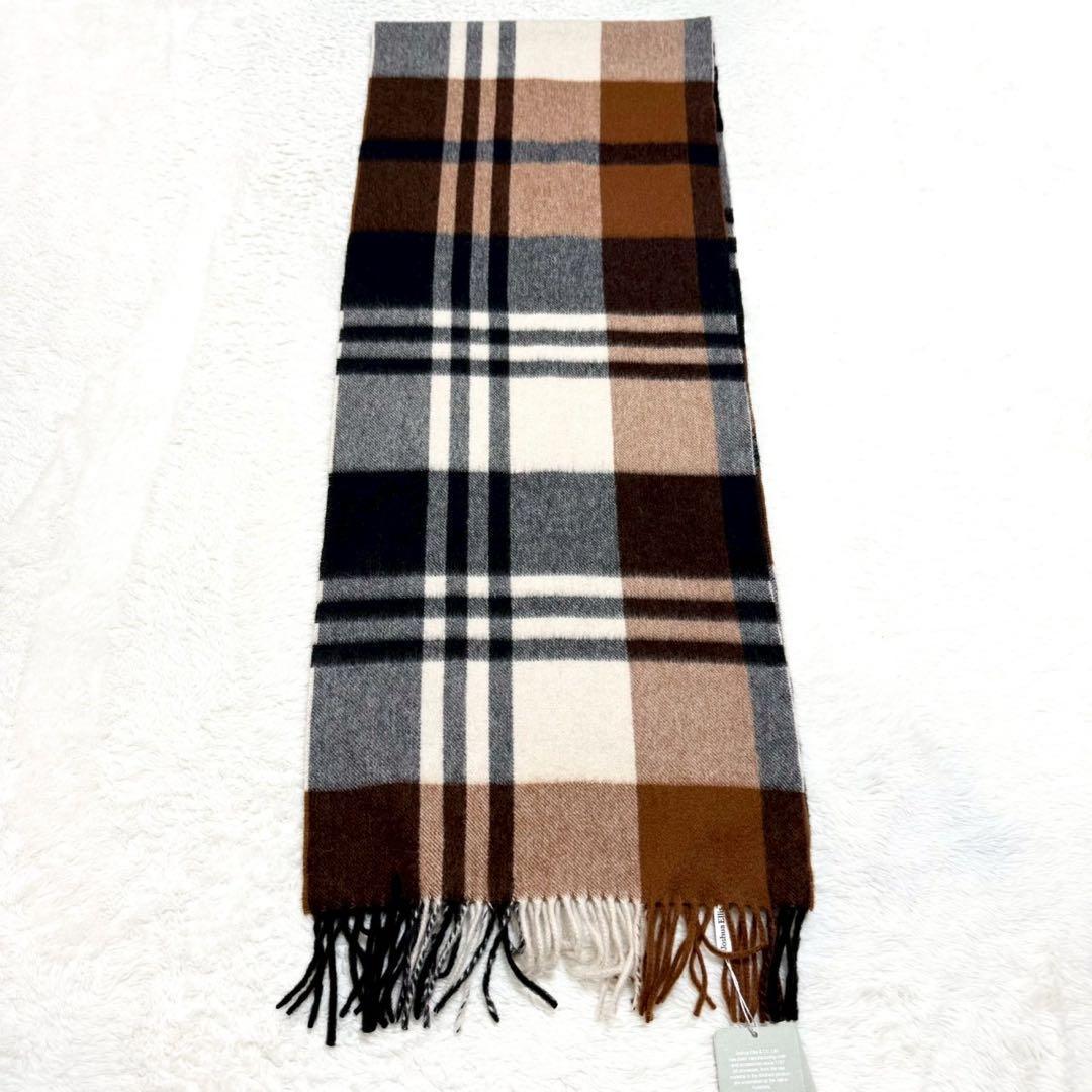 美品 Joshua Ellis カシミア マフラー プライマリーブラックウォッチ