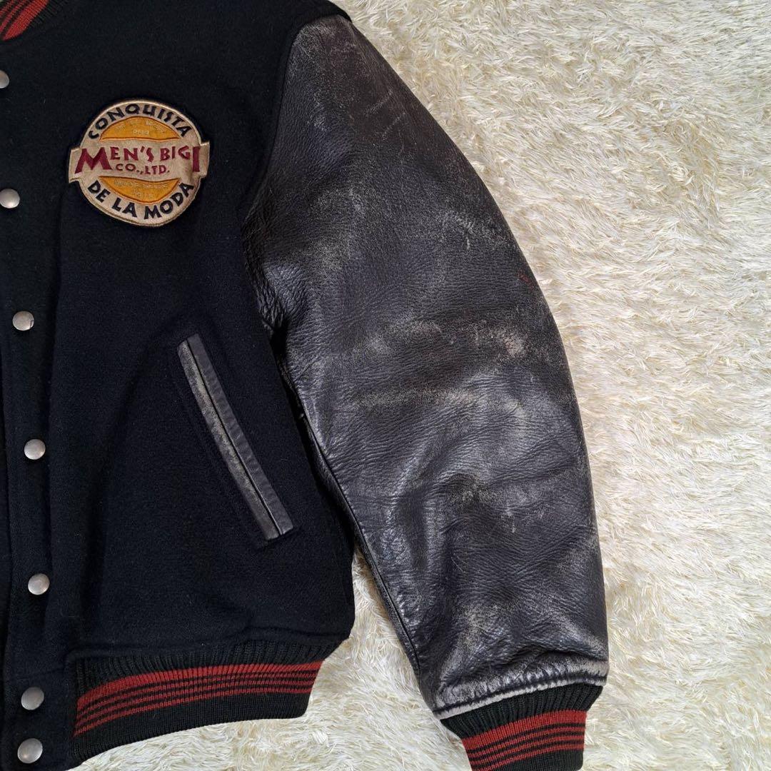 メンズビギ 復刻デザイン ウールスタジャン サイズ4 黒 ブラック