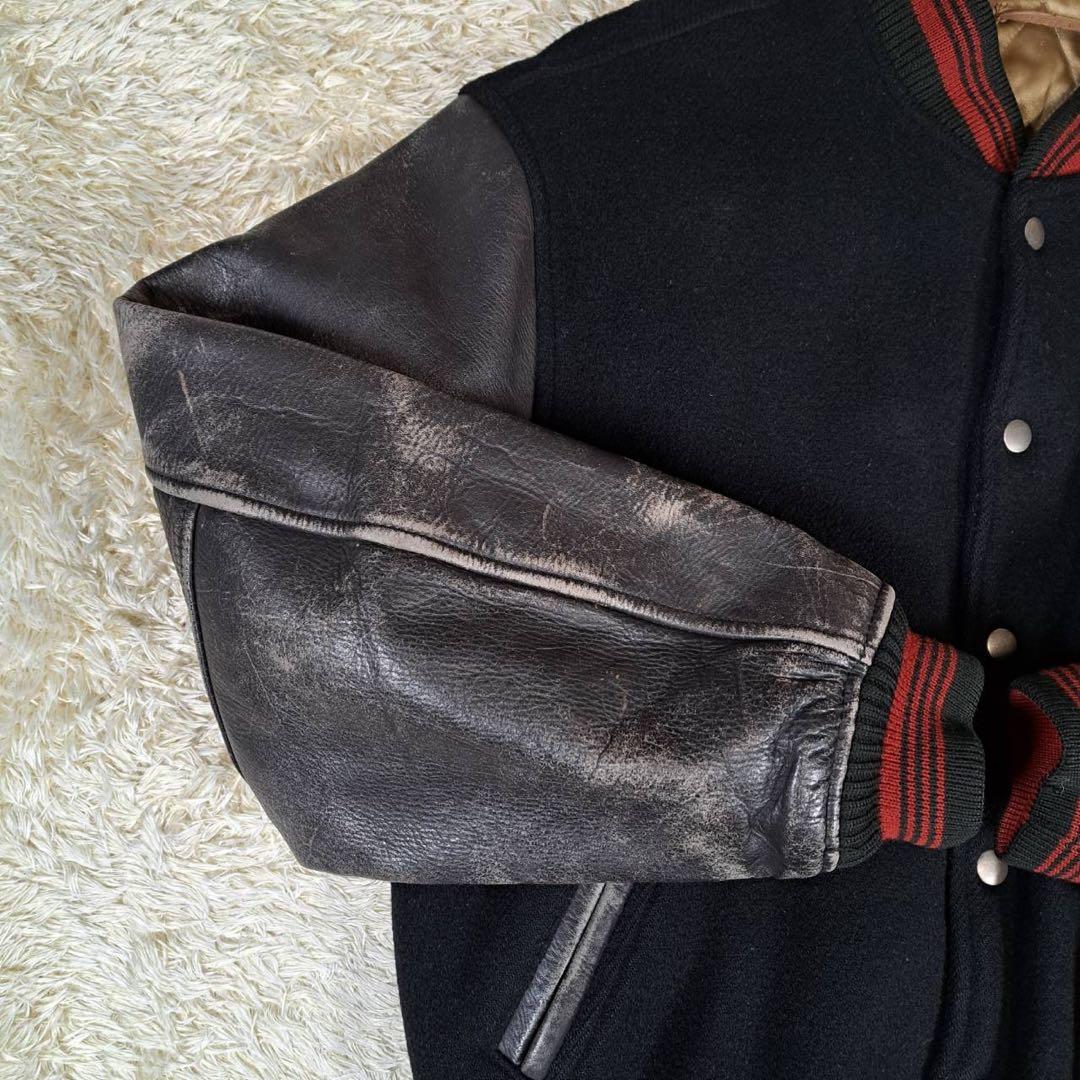 メンズビギ 復刻デザイン ウールスタジャン サイズ4 黒 ブラック