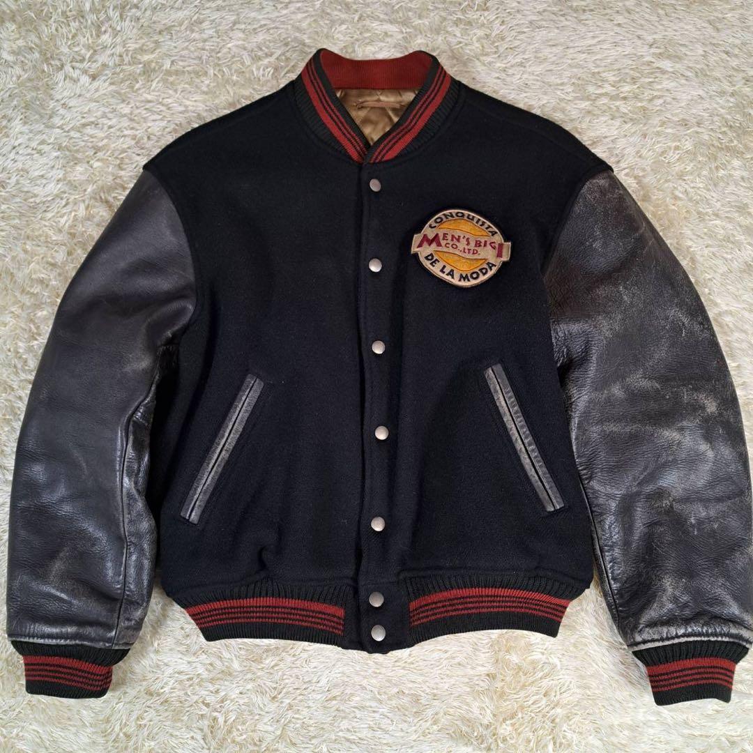 メンズビギ 復刻デザイン ウールスタジャン サイズ4 黒 ブラック