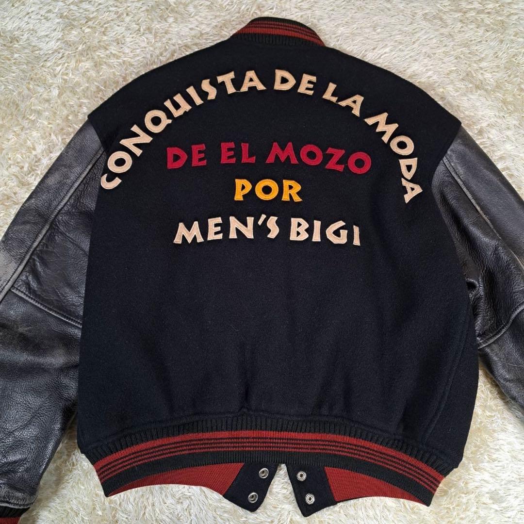 メンズビギ 復刻デザイン ウールスタジャン サイズ4 黒 ブラック