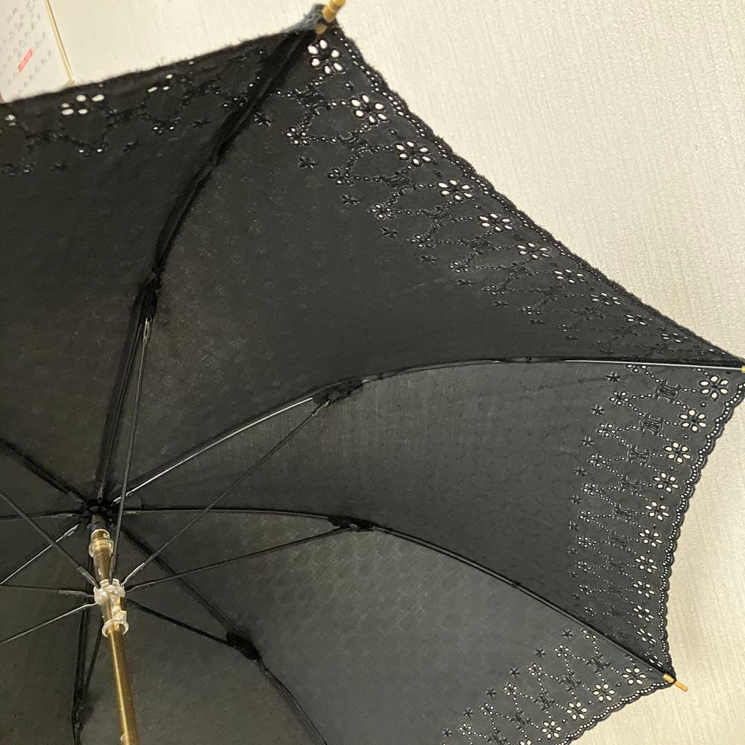 【ニコちゃん】CELINE ブラック 日傘 模様入り