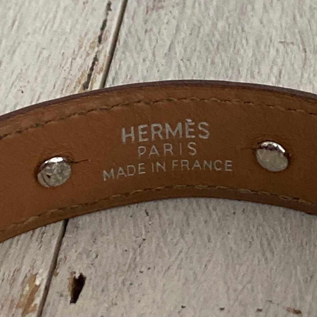 HERMES エルメス バングル シェーヌダンクル ブラウン レザー