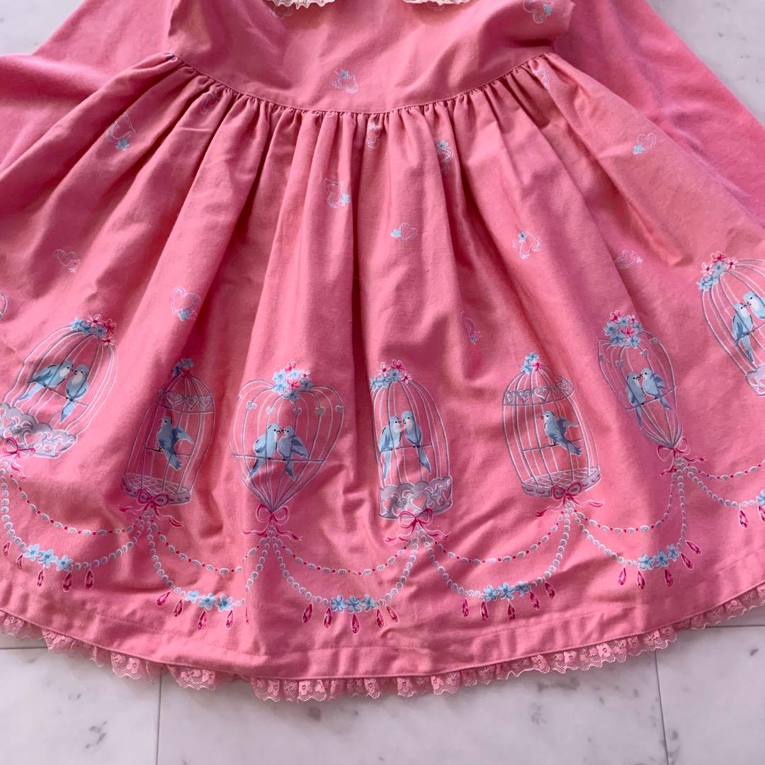 シャーリーテンプル レース襟付き ワンピース 120cm ピンク 長袖 秋冬