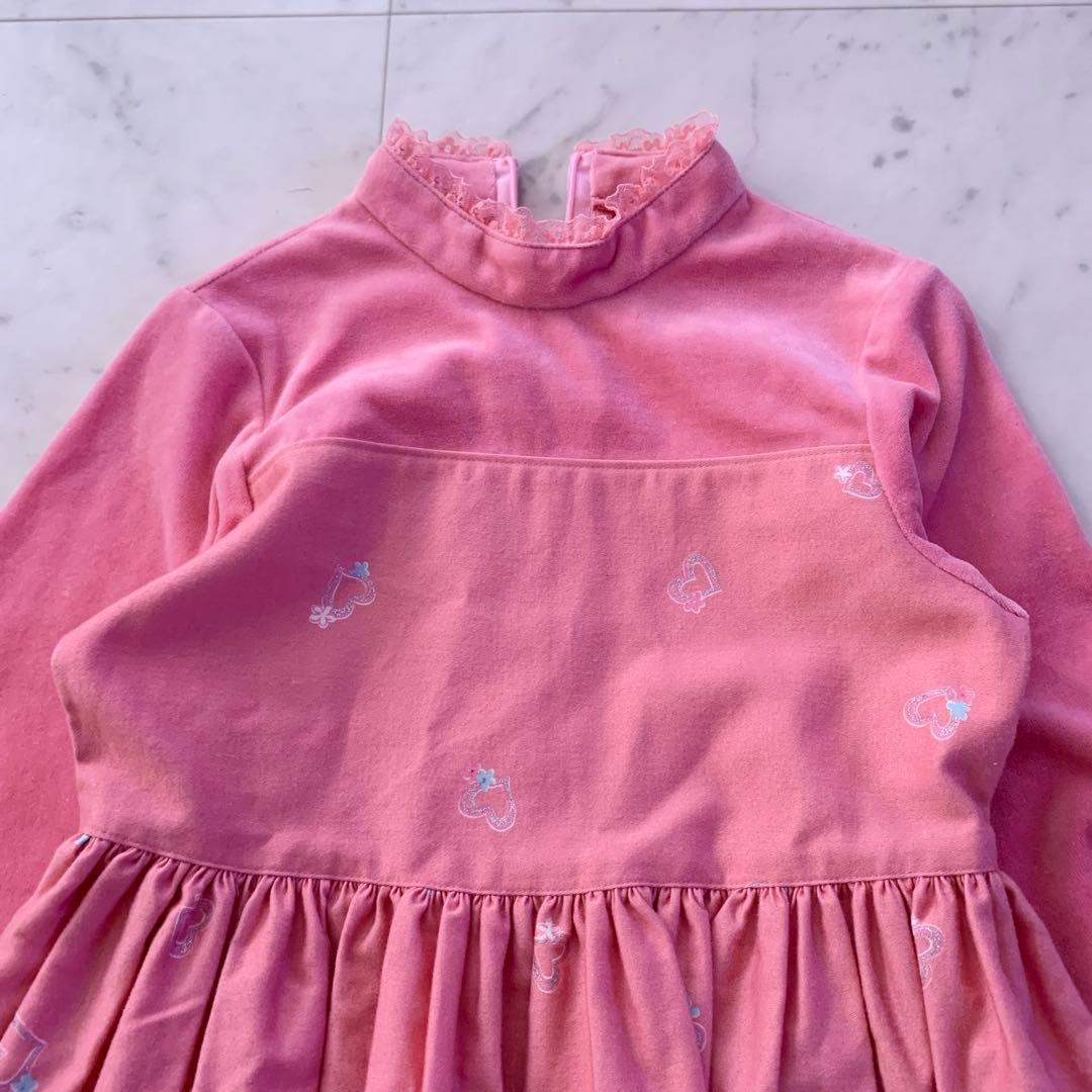 シャーリーテンプル レース襟付き ワンピース 120cm ピンク 長袖 秋冬