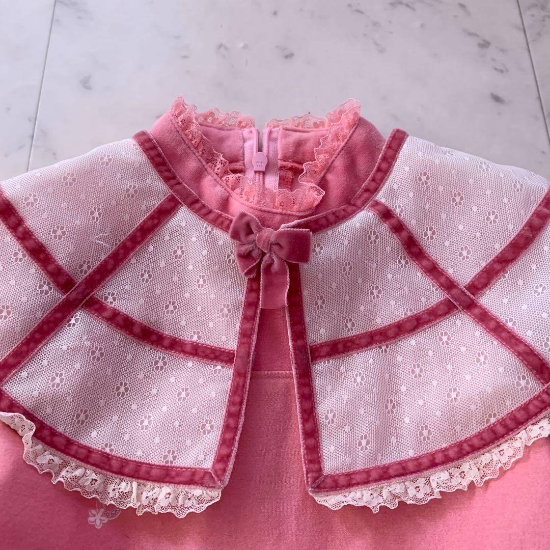 シャーリーテンプル レース襟付き ワンピース 120cm ピンク 長袖 秋冬