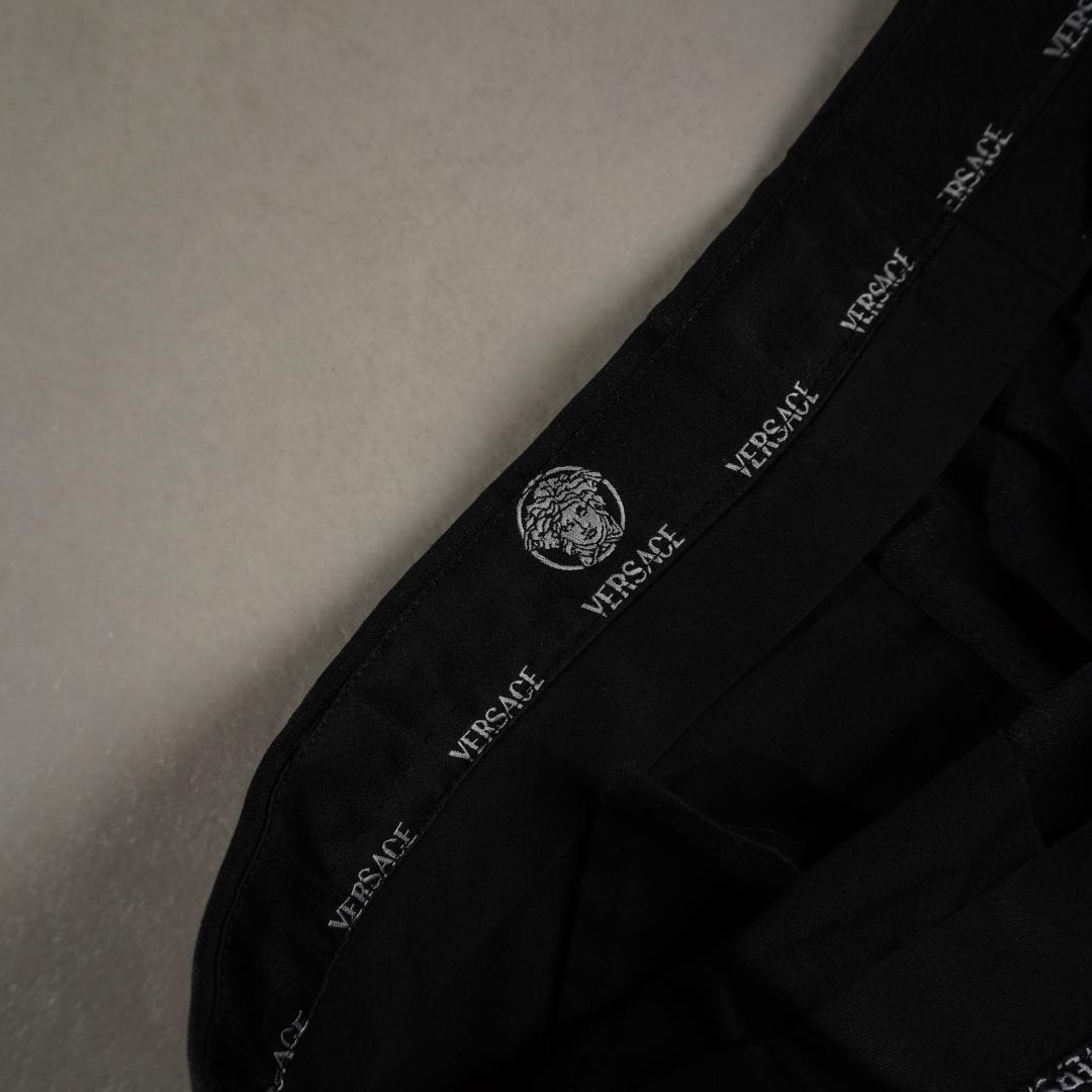 VERSACE チェック柄２タックスラックスパンツ グレー/EZ24