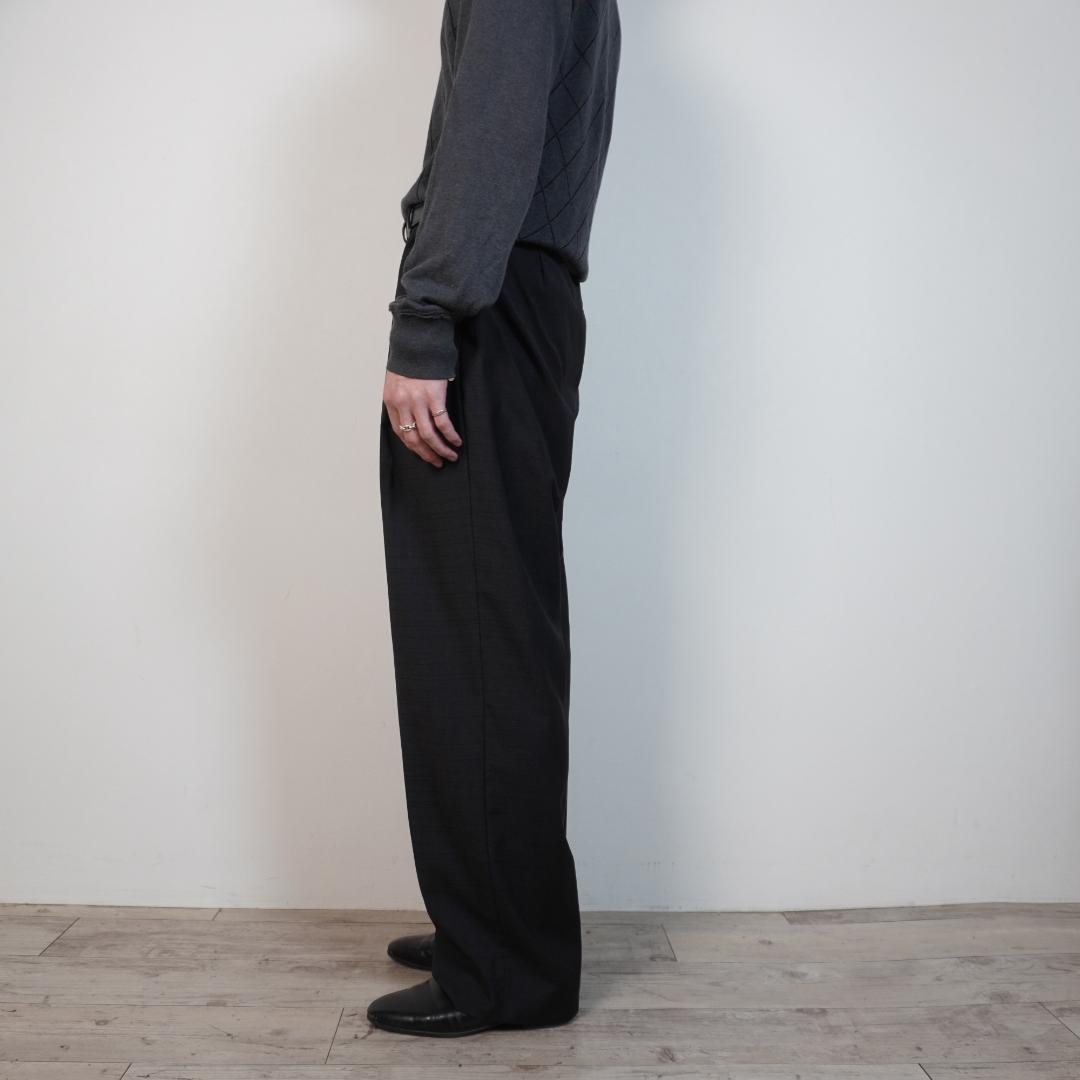 VERSACE チェック柄２タックスラックスパンツ グレー/EZ24