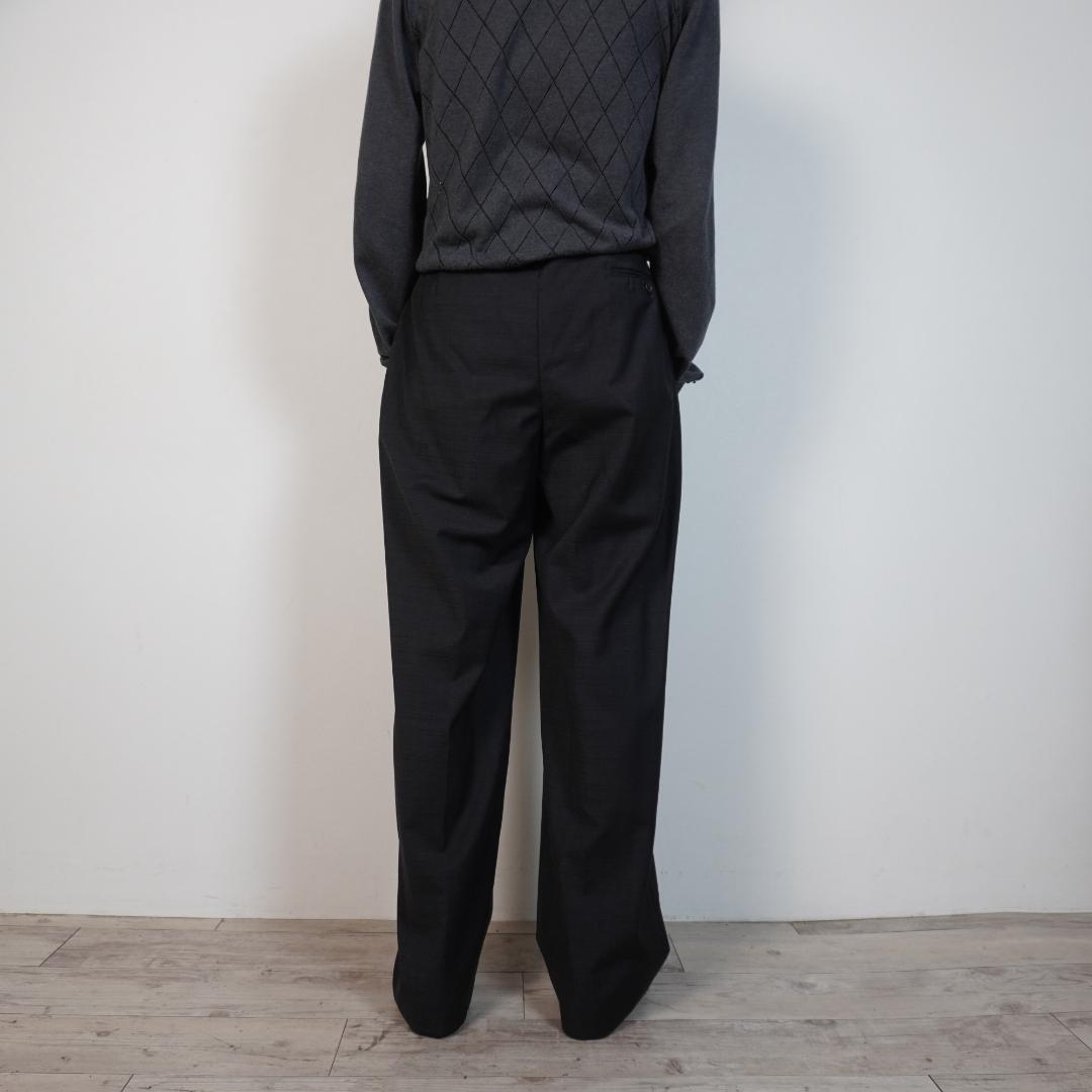 VERSACE チェック柄２タックスラックスパンツ グレー/EZ24