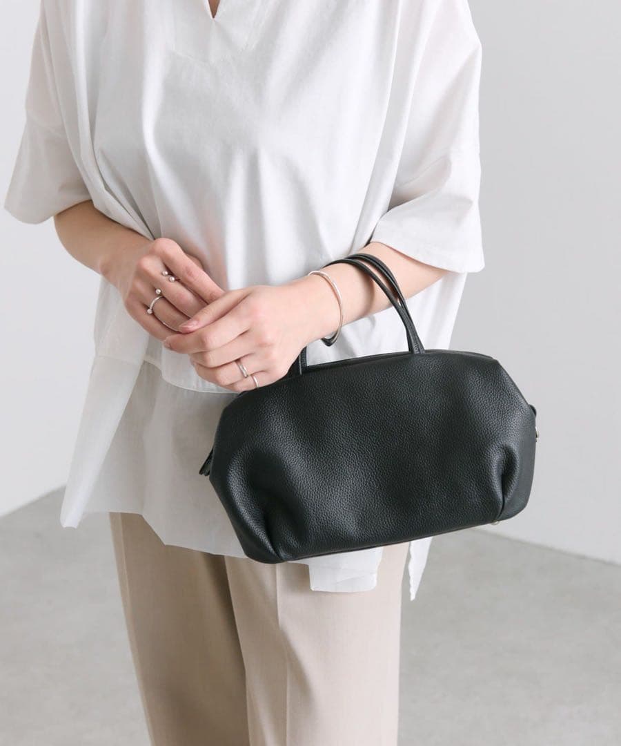 新品 イアパピヨネ ショルダー付きハニカムボストンバッグ《2way/本革》 黒