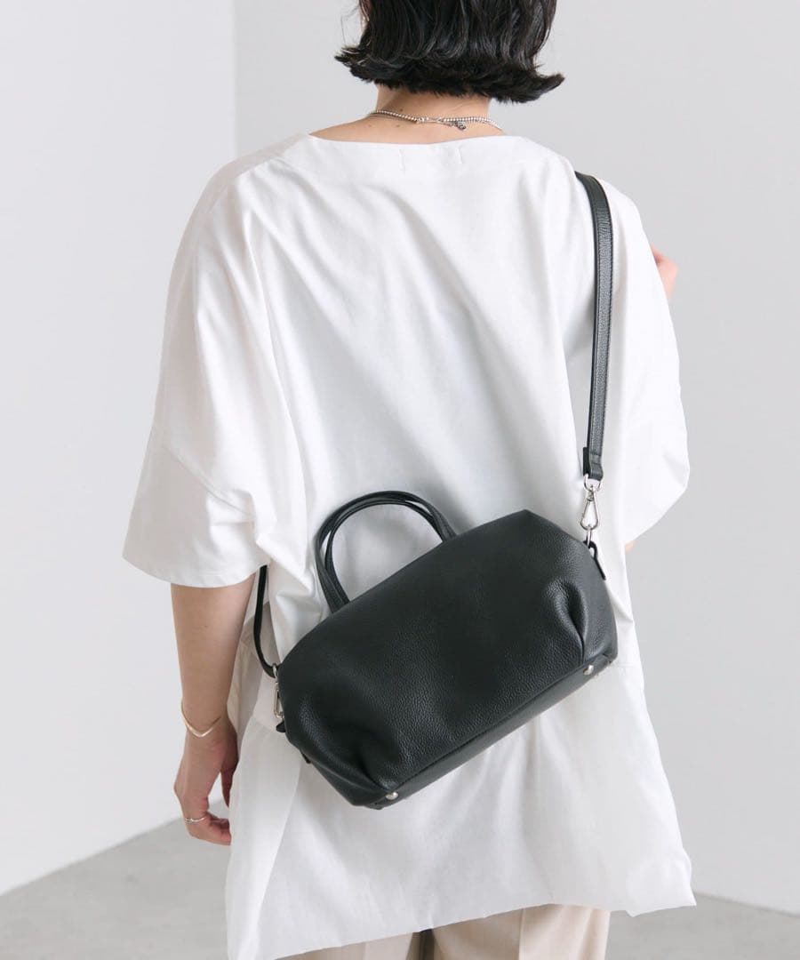 新品 イアパピヨネ ショルダー付きハニカムボストンバッグ《2way/本革》 黒