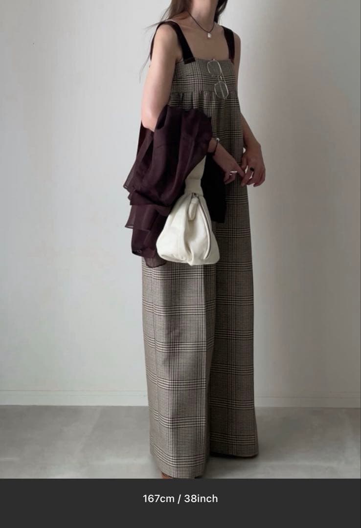 新品タグ付きTODAYFUL Check Wide Combinaison　38