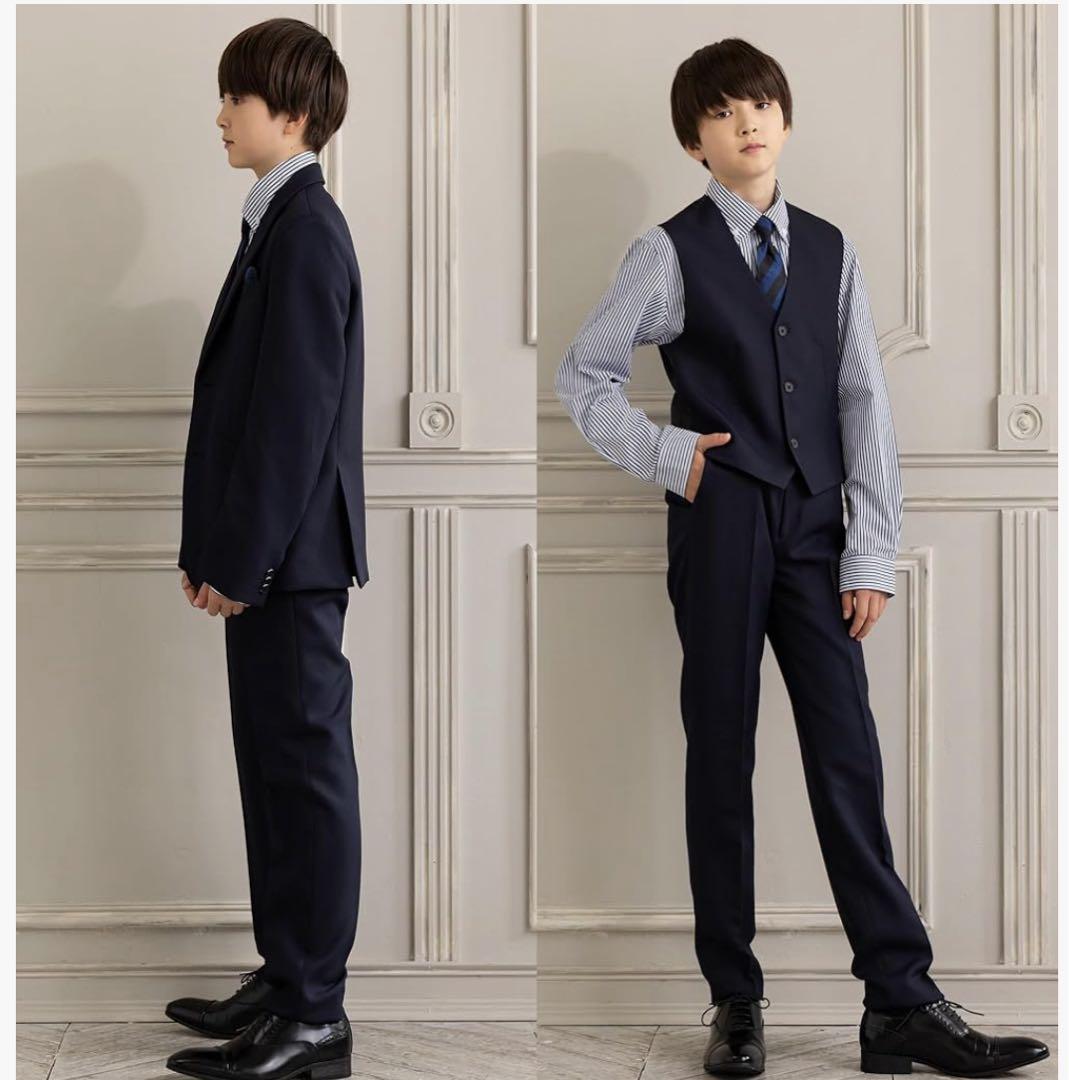 極美品　男子スーツ　卒業式　紺ネイビー　6点セット　WANDER FACTORY