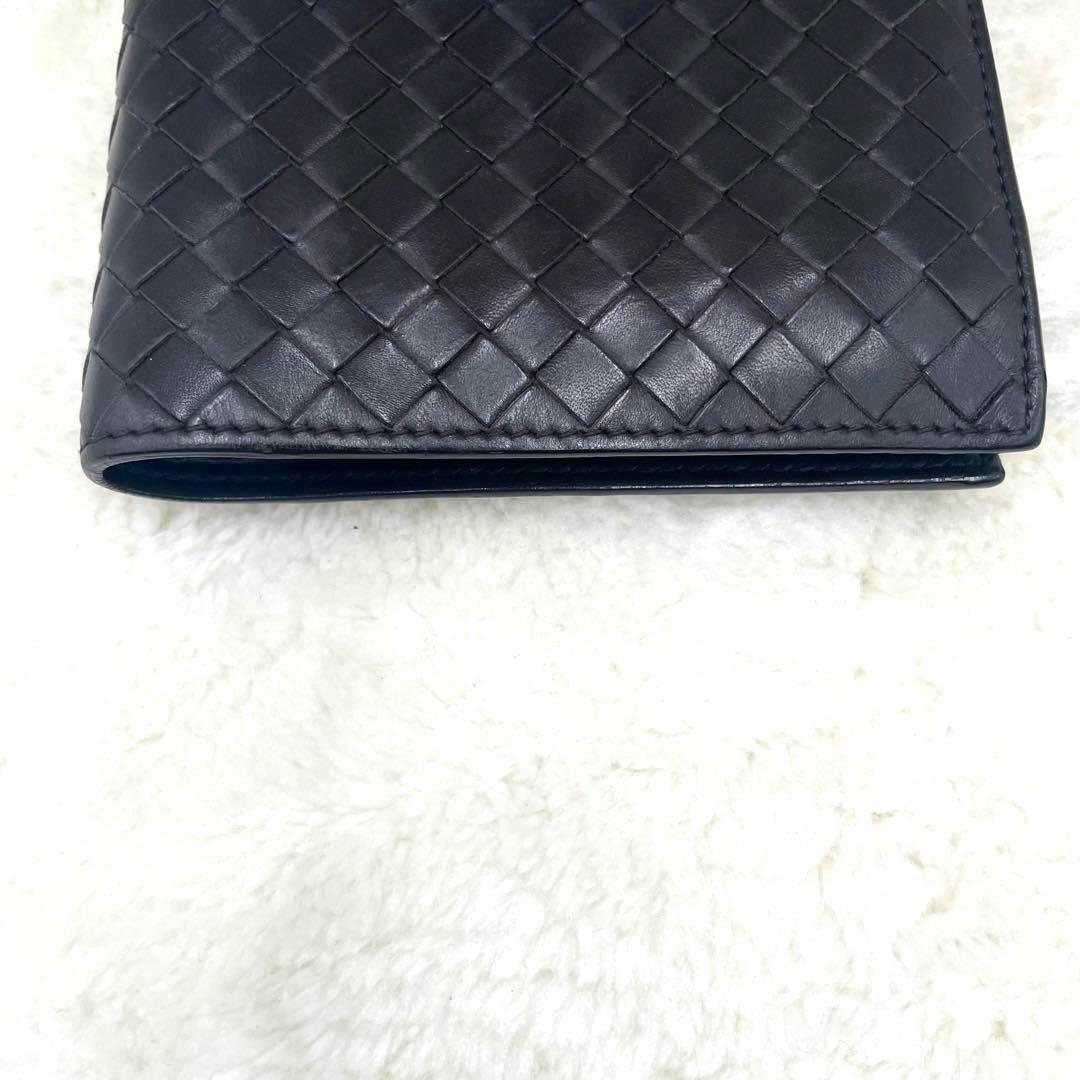 美品 ボッテガヴェネタ 2つ折り 財布 イントレチャート ダークブラウン