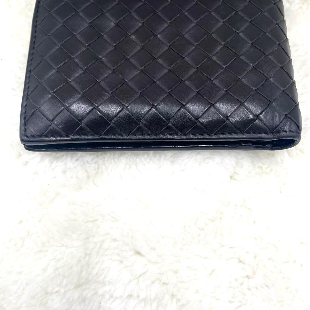 美品 ボッテガヴェネタ 2つ折り 財布 イントレチャート ダークブラウン