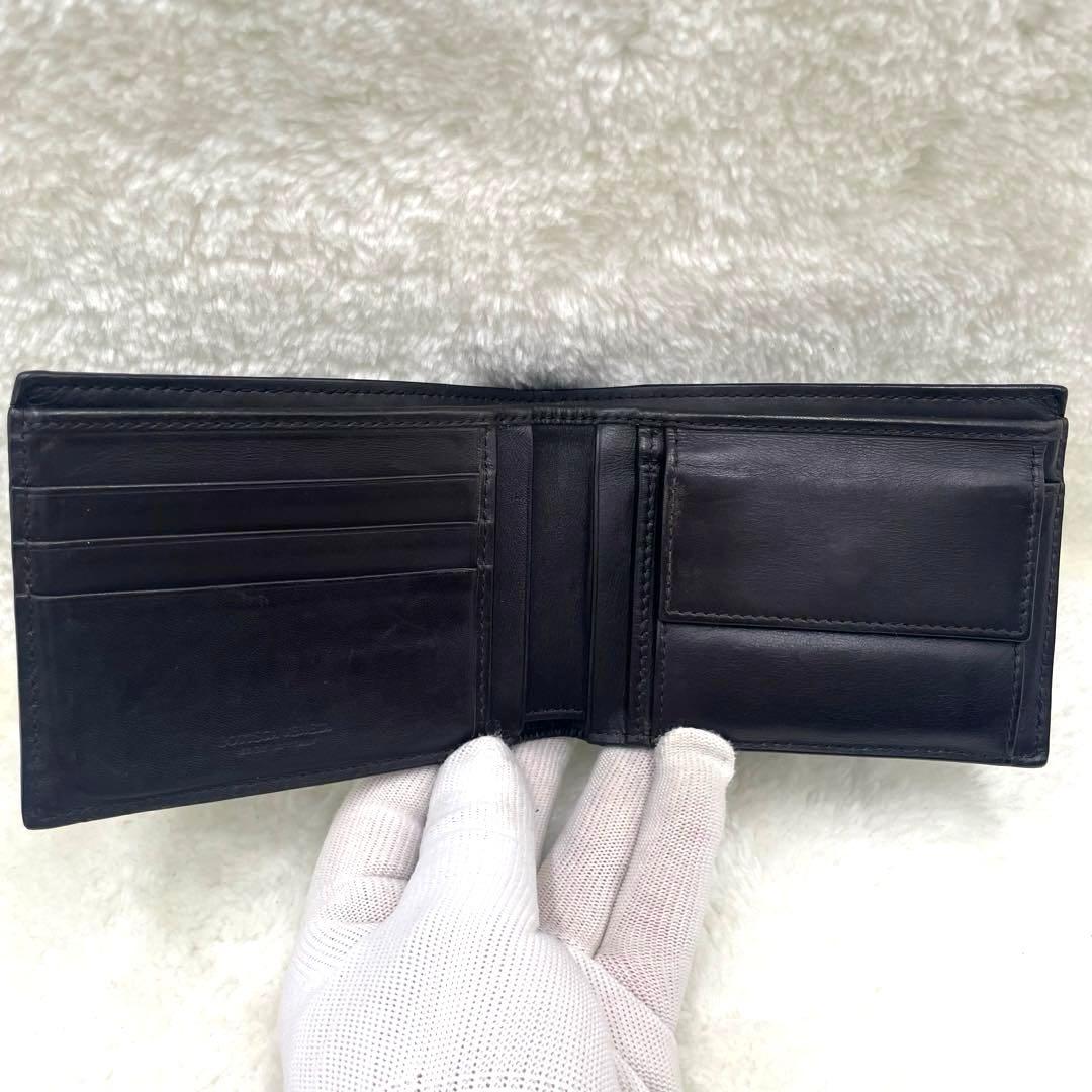 美品 ボッテガヴェネタ 2つ折り 財布 イントレチャート ダークブラウン