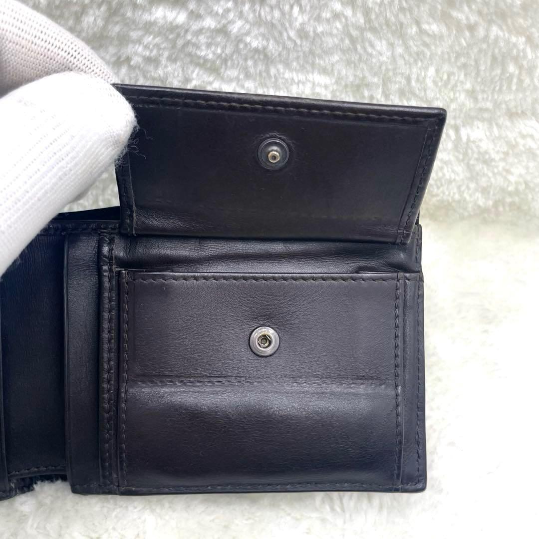 美品 ボッテガヴェネタ 2つ折り 財布 イントレチャート ダークブラウン