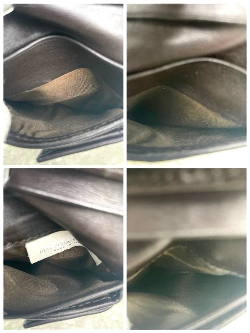 美品 ボッテガヴェネタ 2つ折り 財布 イントレチャート ダークブラウン