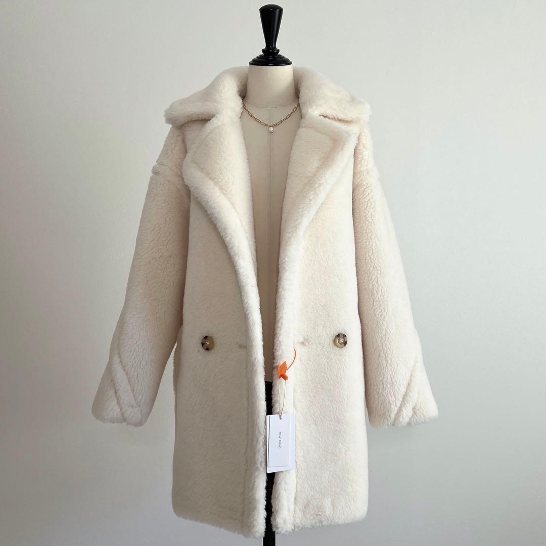 新品未使用 ベアミディアム丈 テディコート ホワイト
