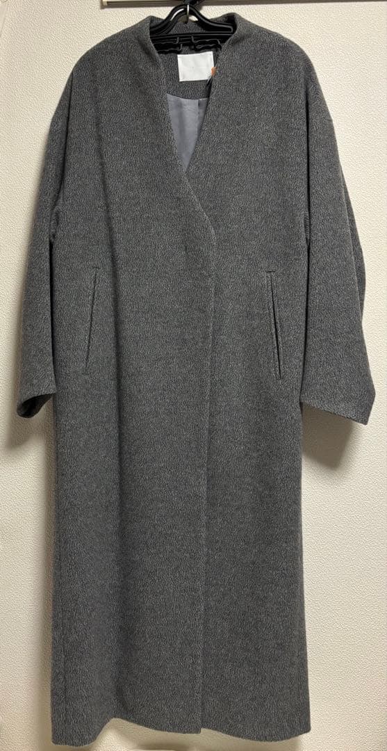 マメクロゴウチ Mame Kurogouchi ウールカシミヤ ノーカラーコート