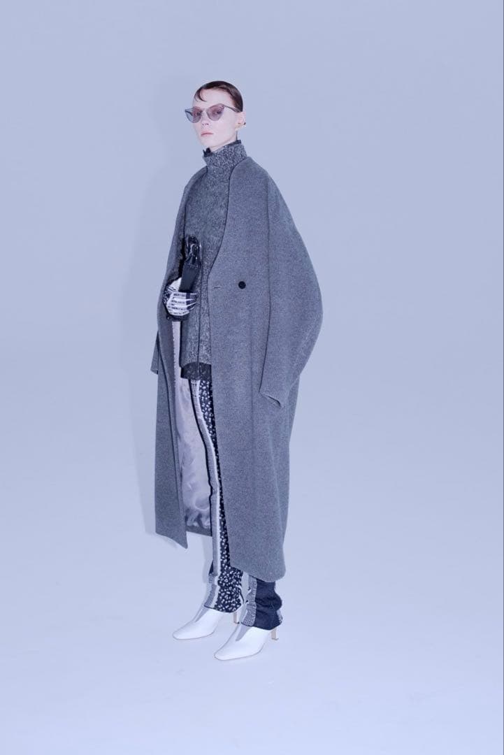 マメクロゴウチ Mame Kurogouchi ウールカシミヤ ノーカラーコート