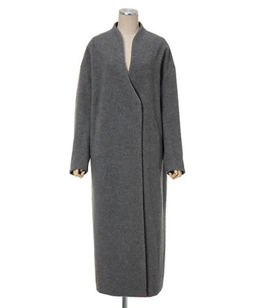 マメクロゴウチ Mame Kurogouchi ウールカシミヤ ノーカラーコート