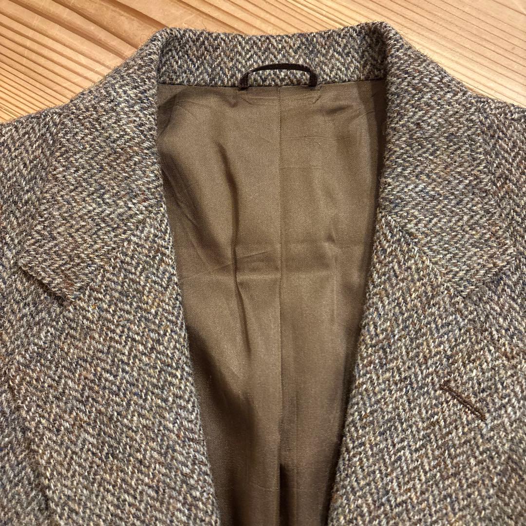 【極上デッド級】80s USA製 ハリスツイード 稀少マスタードパイピング Ｌ