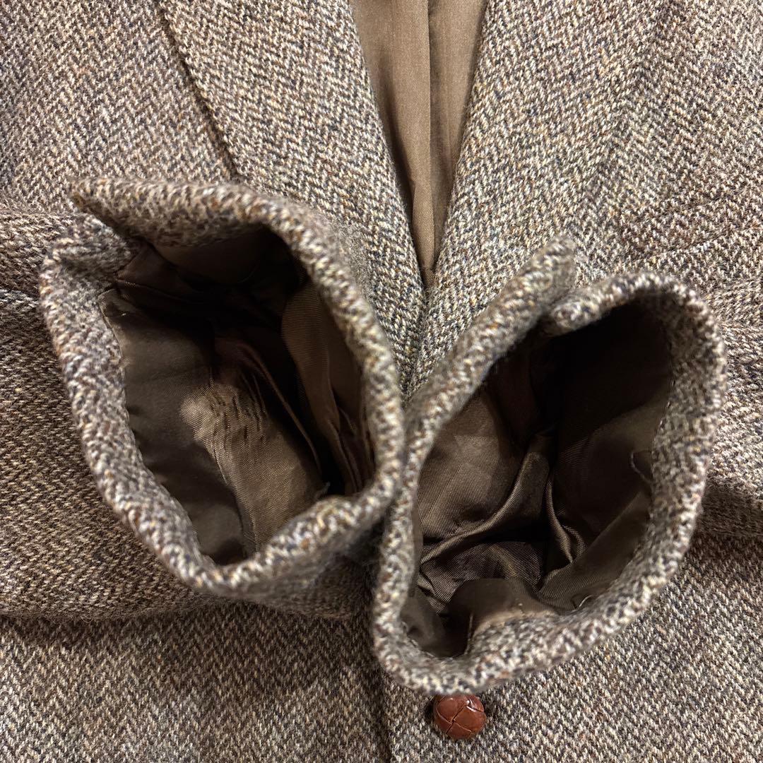 【極上デッド級】80s USA製 ハリスツイード 稀少マスタードパイピング Ｌ