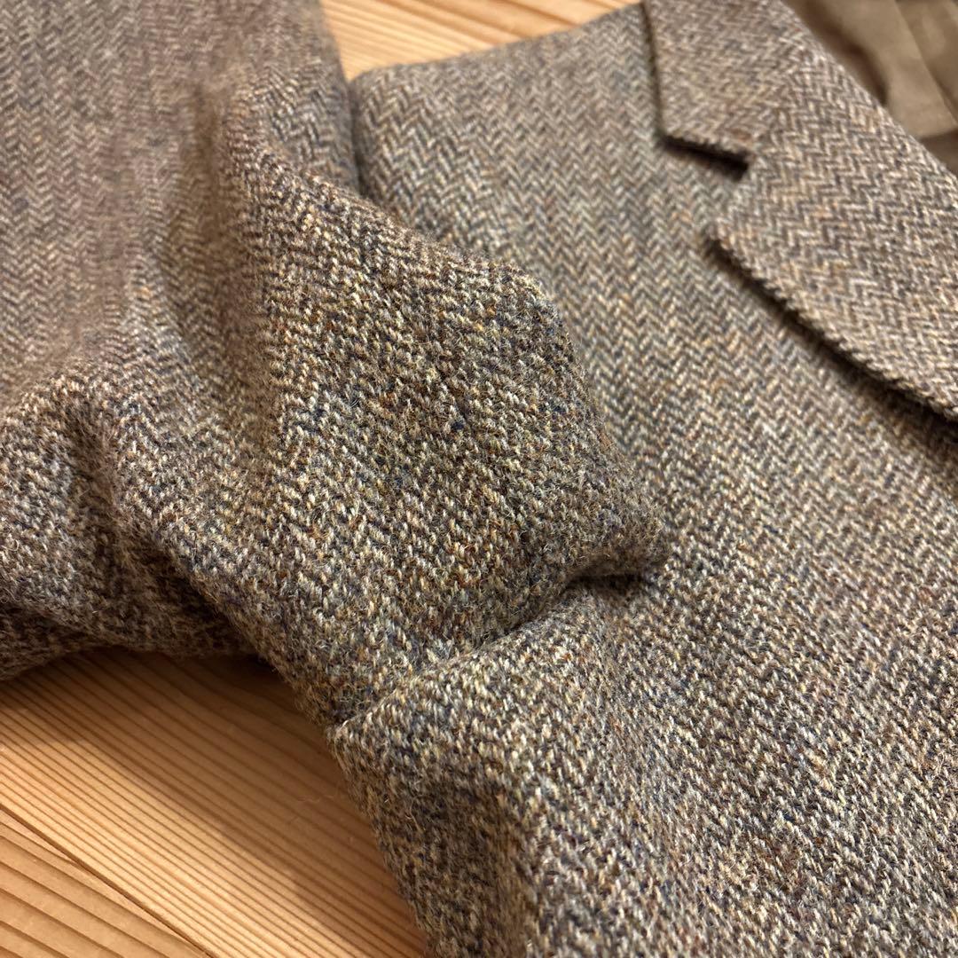 【極上デッド級】80s USA製 ハリスツイード 稀少マスタードパイピング Ｌ