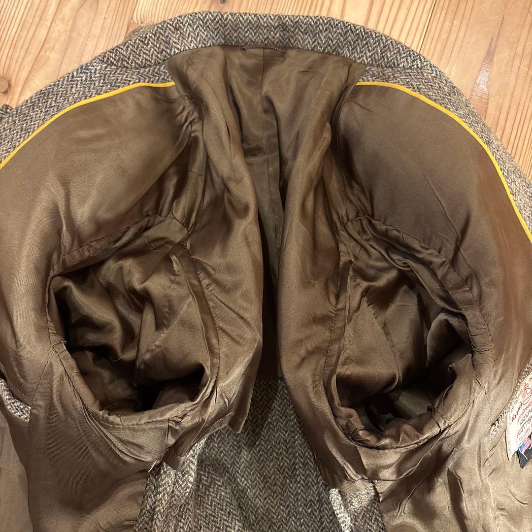 【極上デッド級】80s USA製 ハリスツイード 稀少マスタードパイピング Ｌ