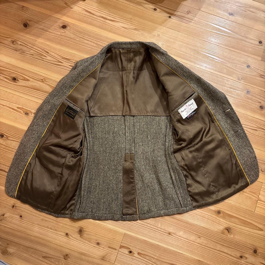 【極上デッド級】80s USA製 ハリスツイード 稀少マスタードパイピング Ｌ