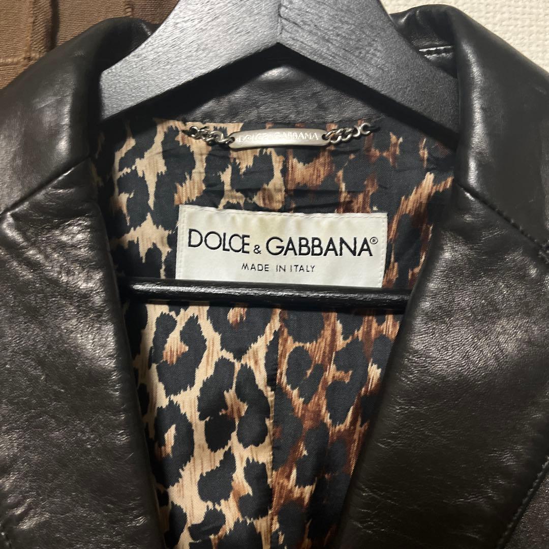 dolce&gabbana レザー テーラードジャケット