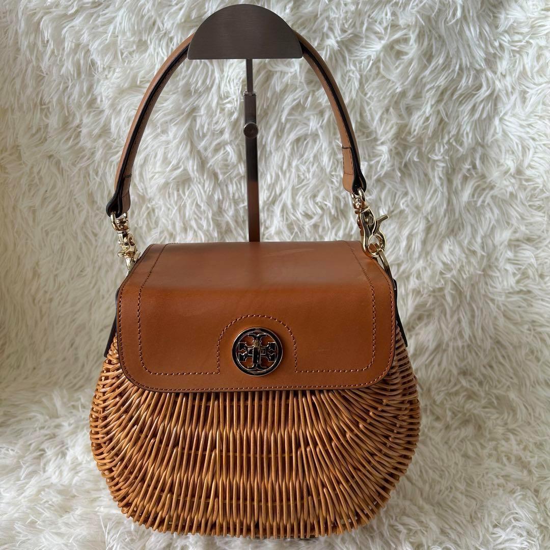 トリーバーチ かごバッグ ハンドバッグ バッグ　ナチュラルラタン