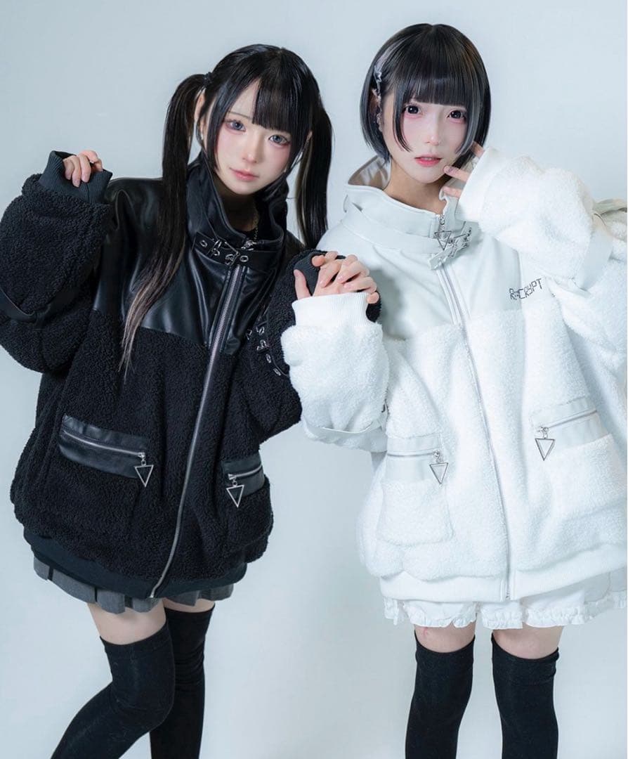 【Re:CRYPT】ベルトPU切り替えフェイクファージャケット / ブルゾン