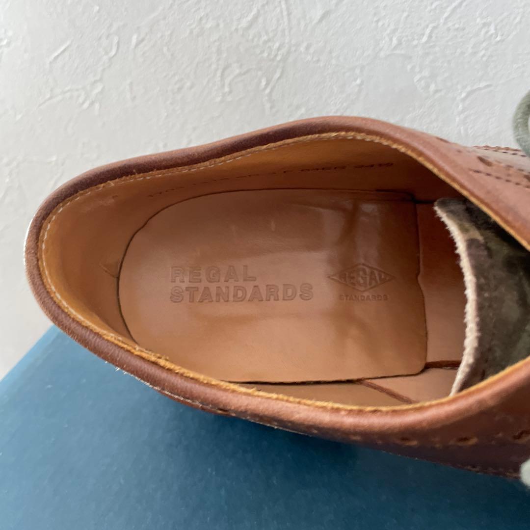 【値下げ】リーガル　ウィングチップ　カモフラ/ブラウン　24.5 ワークシューズ