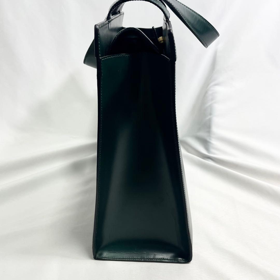 セリーヌ 馬車金具 レザー トートバッグ 大容量 多機能 A4可 グリーン 希少