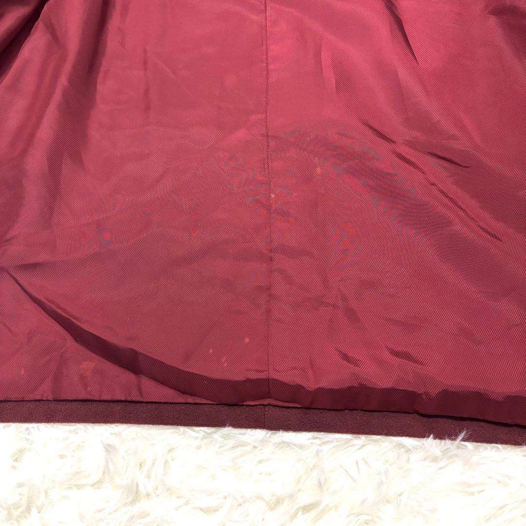 バーバリー カシミヤ混 ウール ダブルチェスターコート ワインレッド