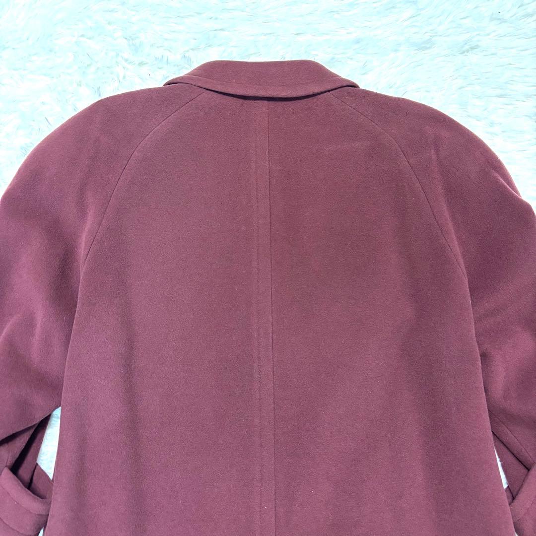 バーバリー カシミヤ混 ウール ダブルチェスターコート ワインレッド