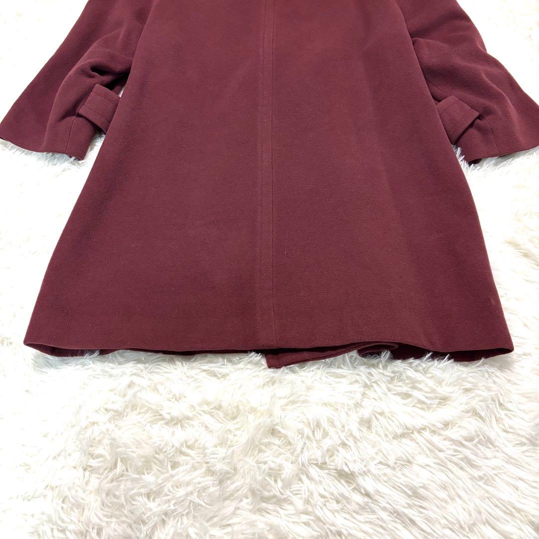 バーバリー カシミヤ混 ウール ダブルチェスターコート ワインレッド