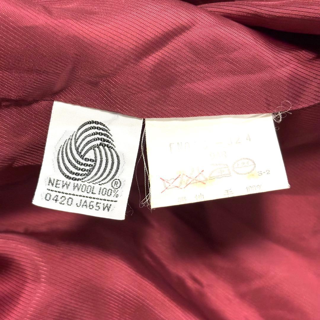 バーバリー カシミヤ混 ウール ダブルチェスターコート ワインレッド