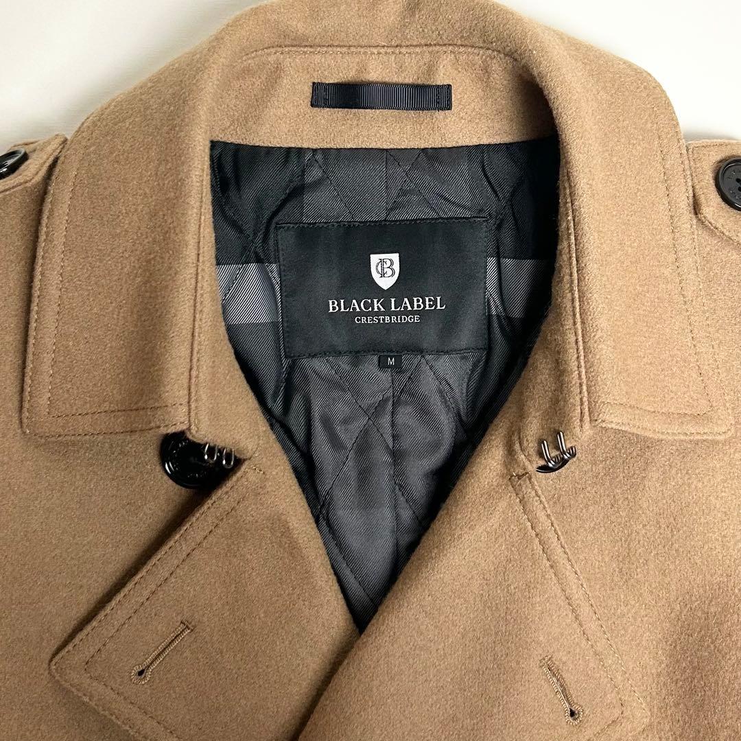 【極美品】ブラックレーベルクレストブリッジ/ダブルブレストメルトンウールコート