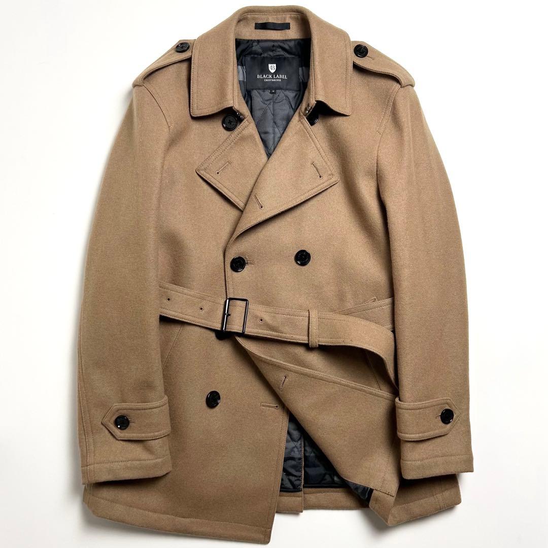 【極美品】ブラックレーベルクレストブリッジ/ダブルブレストメルトンウールコート
