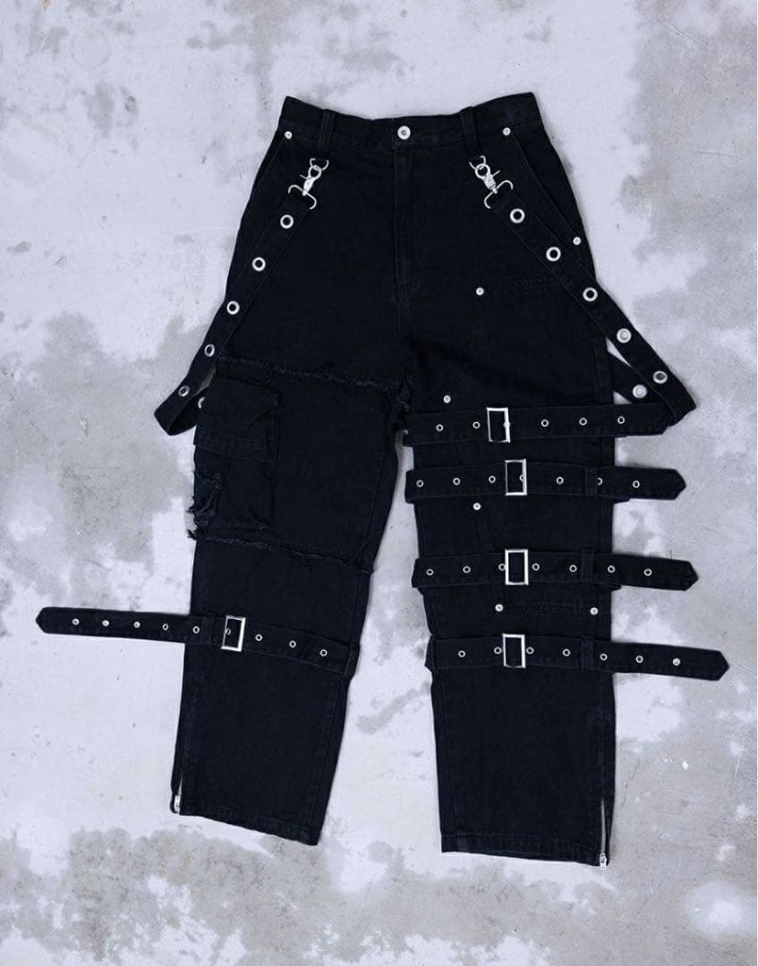 Gamchu ガムチュDoubleKneeBeltPants ブラック 在庫切れ