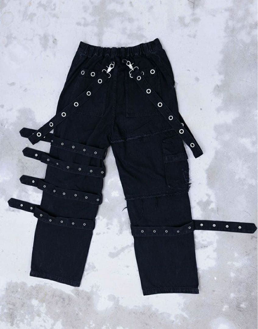 Gamchu ガムチュDoubleKneeBeltPants ブラック 在庫切れ