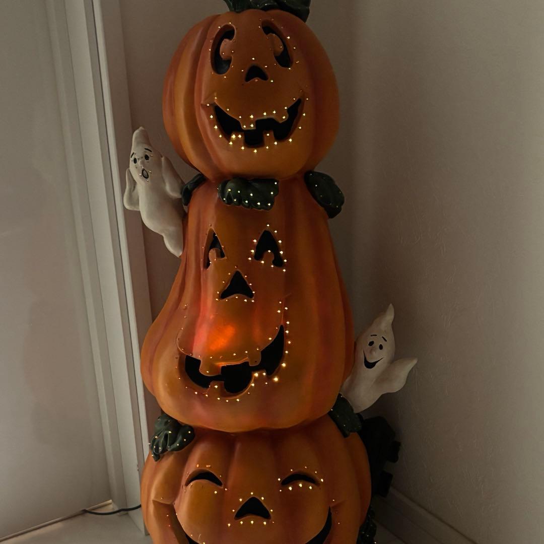 存在感あり！　ハロウィン カボチャの置物 3段　（光ファイバ）